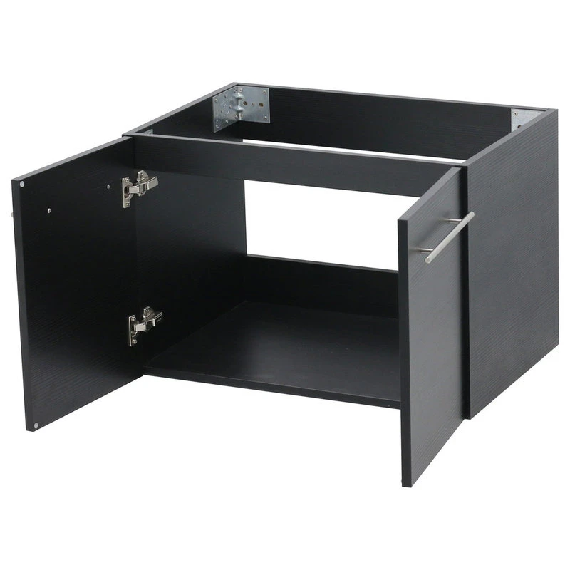 Wind Bay 24" Wall Mount Vanity, White Stone Countertop, Black - Image 3