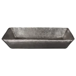 Premier Copper Products 20" Rectangle Vessel Hammered Copper Sink, Nickel