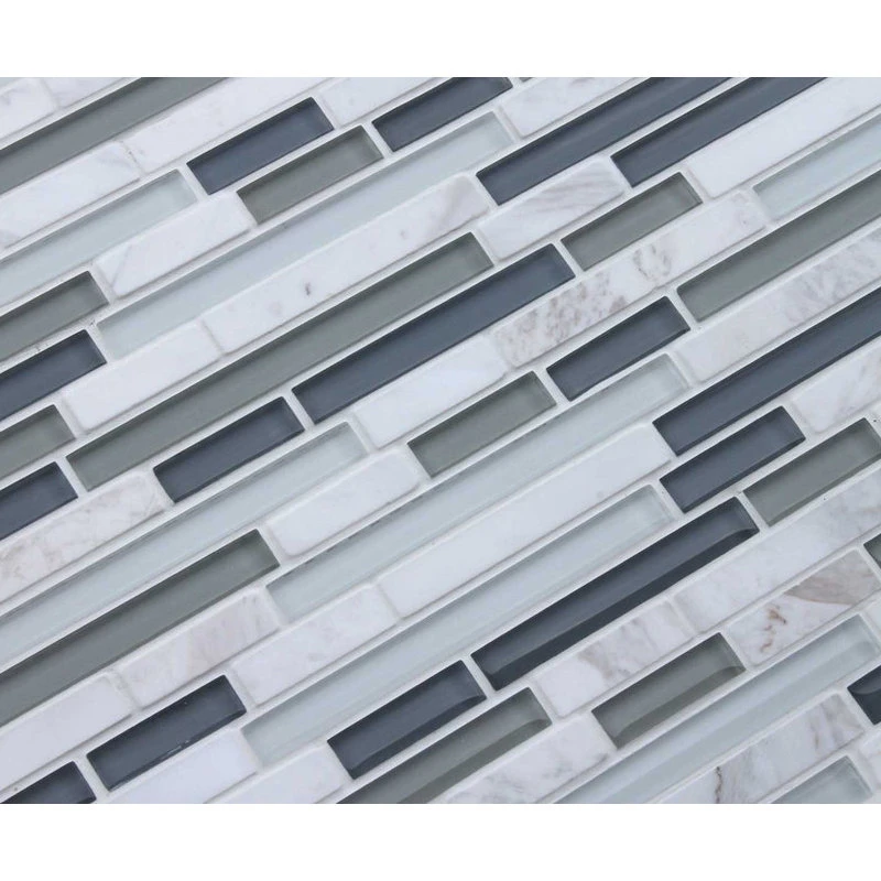 Anatolia Bliss Bliss Iceland Stone And Glass Linear Mosaic Tile, 12"x12" Sheet - Image 2