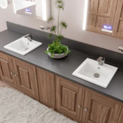 Alfi Trade White 17" Square Drop, Ceramic Sink With Faucet Hole