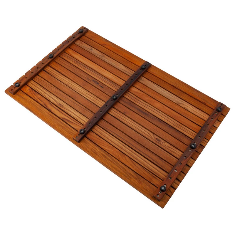 Nordic Style Teak Shower And Bath Mat 31.4"x19.6", Wide End Slat - Image 3