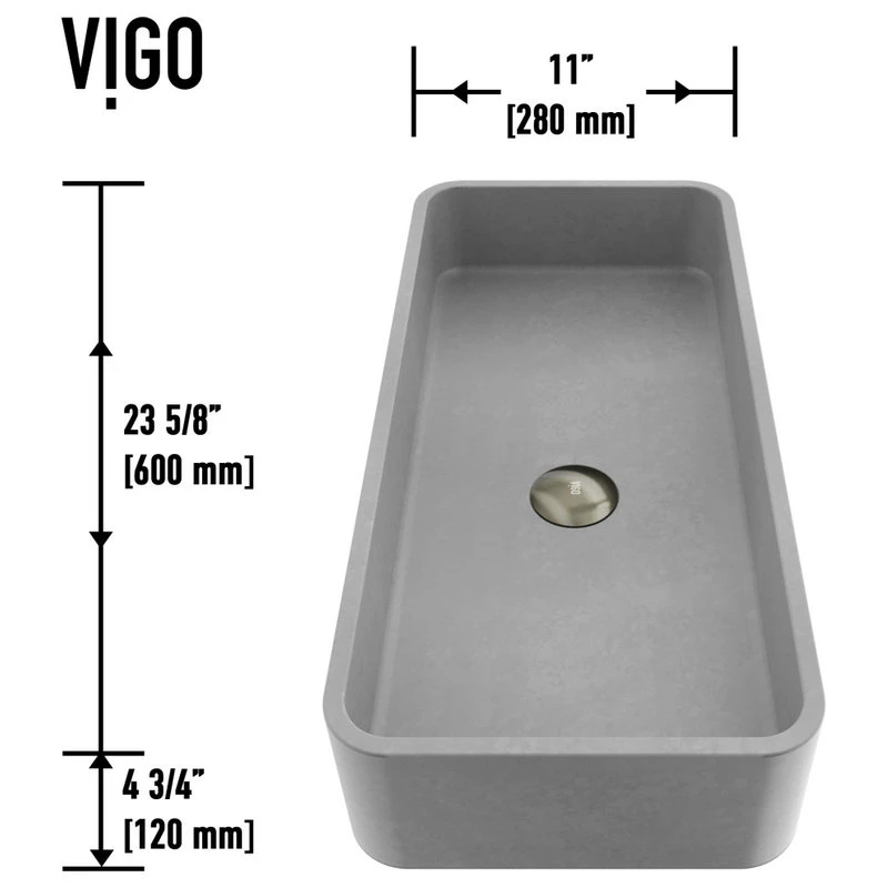 VIGO Concreto Stone Rectangular Vessel Bathroom Sink - Image 10