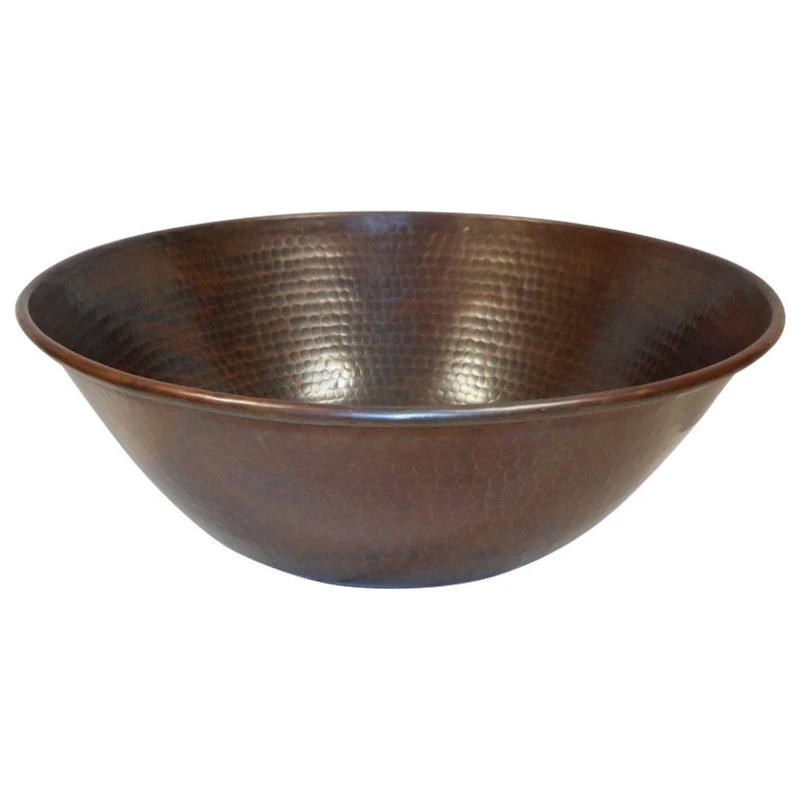 SimplyCopper 14" Rustic Round Hand Hammerd Copper Vessel Bathroom Sink