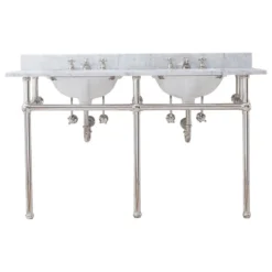 Water Creation Embassy 60" Wide Double Wash Stand, P-Trap, Countertop With Basin
