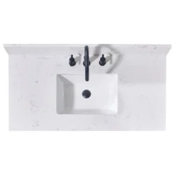 Altair Trento Engineered Stone Vanity Top In Aosta White With White Sink, 43"
