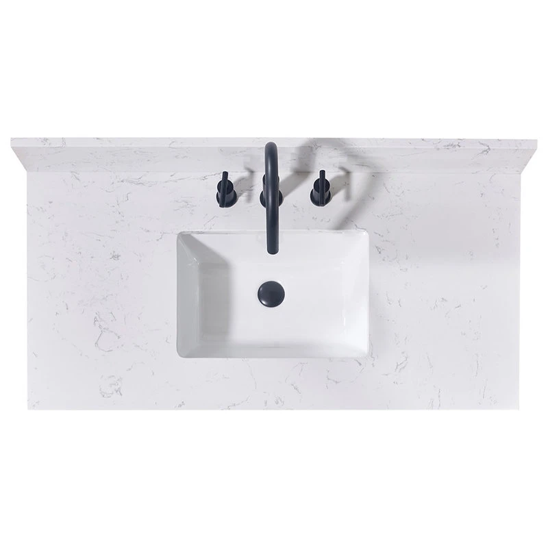 Altair Trento Engineered Stone Vanity Top In Aosta White With White Sink, 43"