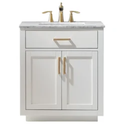 Altair Ivy White Bathroom Vanity Set, 30", Without Mirror