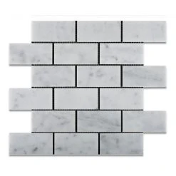 Tiles R Us Carrara White Marble Honed Subway Brick Mosaic Tile, 12"x12" Sheet
