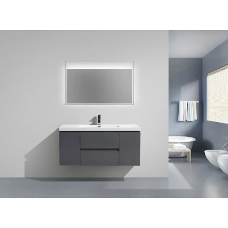 Bathroom Vanity Wholesale INC. MOB 48" Wall-Mounted Single Bathroom Vanity In High-Gloss Gray - Image 2