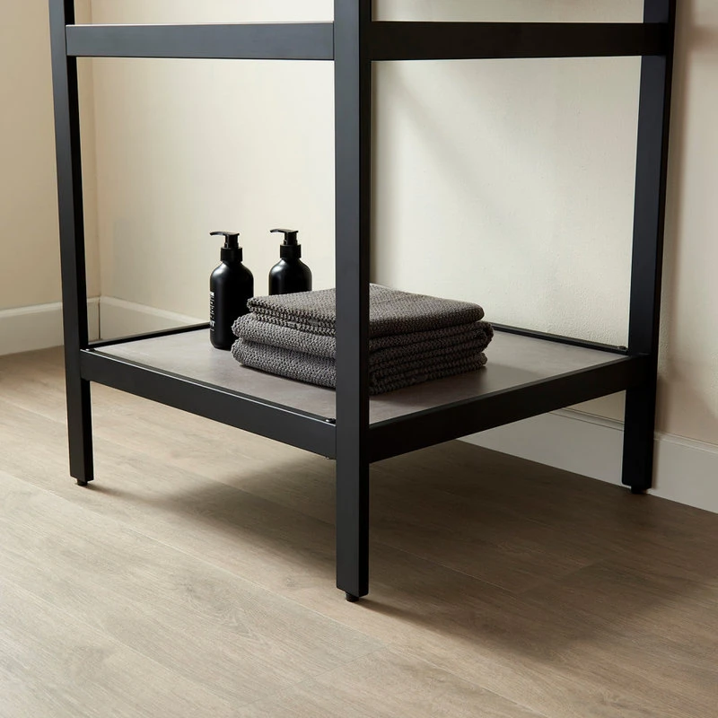 Vinnova Funes 24" Single Console Sink In Matte Black With Gray Sintered Stone Top - Image 7