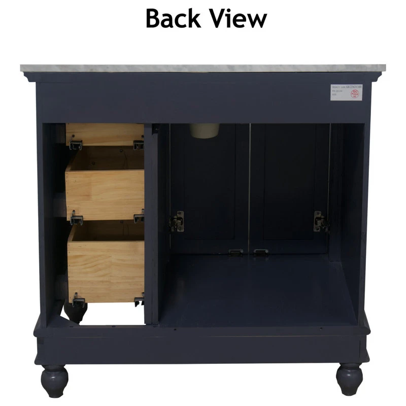 Kitchen Bath Collection Bella 36" Single Bathroom Vanity In White With Carrara Marble Top - Image 8