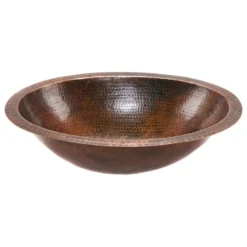 Premier Copper Products Oval Under Counter Hammered Copper Bathroom Sink, Oil Rubbed Bronze