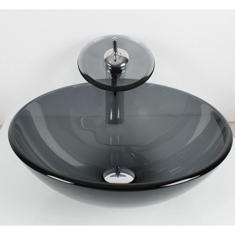 Arsumo Glass Round Vessel Bathroom Sink With Faucet - Image 2