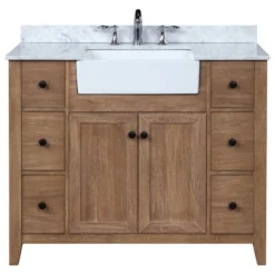 Ari Kitchen & Bath Sally 42" Single Bathroom Vanity In Ash Brown With Italian Carrara Marble Top