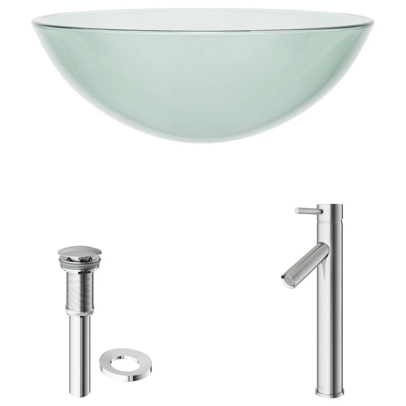 VIGO Crystalline Glass Vessel Bathroom Sink Set With Dior Vessel Faucet - Image 8