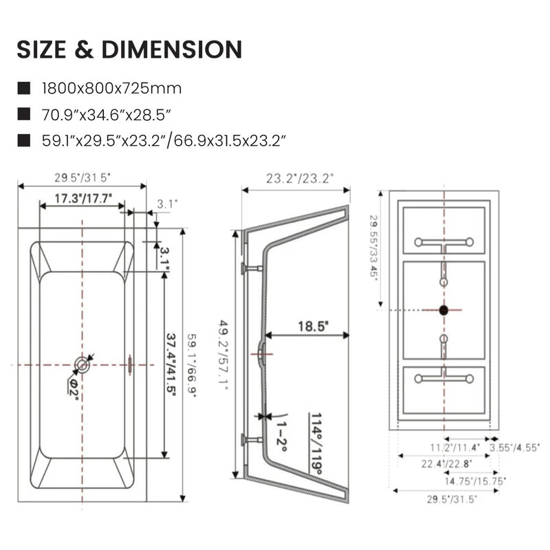 Vanity Art LLC Vanity Art 59" Freestanding Acrylic Bathtub - Image 6