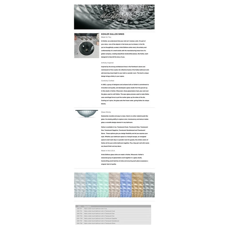 Kohler K-2361 Artist Editions Kallos Spun Glass 5-1/8" X 16" - Translucent Dusk - Image 2