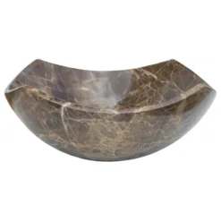 Eden Bath - Vessel Sinks Modern Emperador Marble Square Bathroom Vessel Sink, 16.5 Inch, Natural Stone