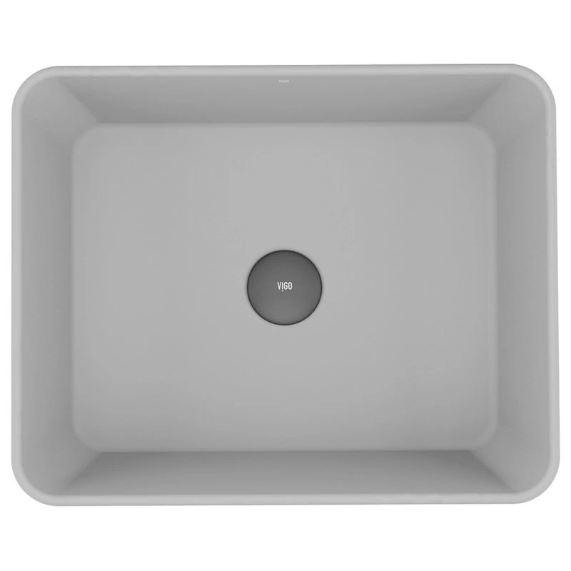 VIGO Vessel Bathroom Sink, 17", Cast Stone, Rectangular - Image 3
