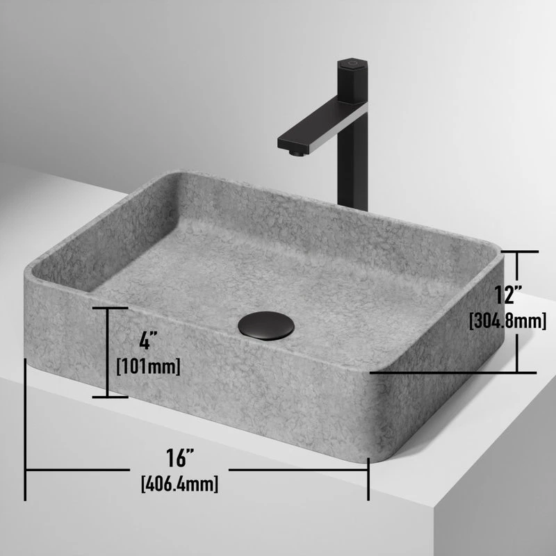 VIGO 16 In. L X 12 In. W Rectangular Bathroom Vessel Sink - Image 6