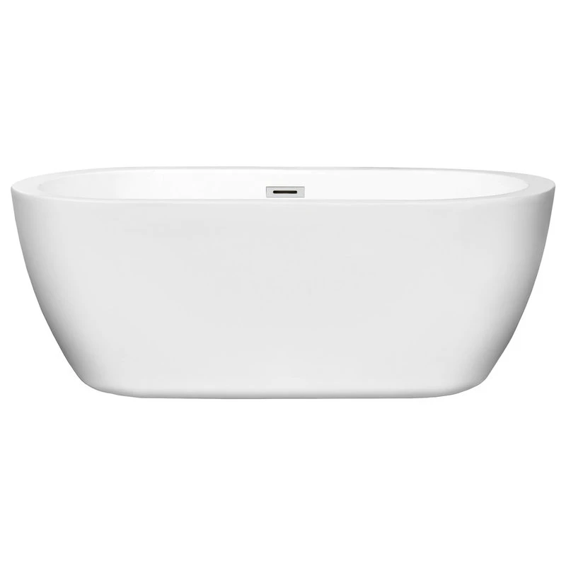 Wyndham Collection Soho 60" Freestanding White Bathtub, Polished Chrome Drain And Overflow Trim - Image 2