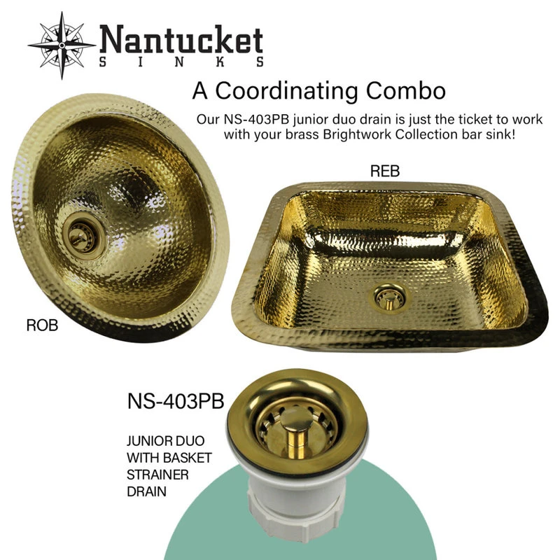 Nantucket Sinks 13" Hand Hammered Brass Round Undermount Bar Room Sink - Image 8