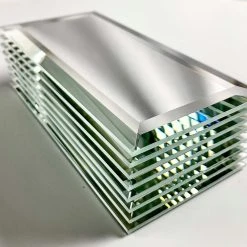 Abolos Reflections Peel & Stick 3x6 Beveled Glass Mirror Subway Tile In Glossy Silver, 1 Pc