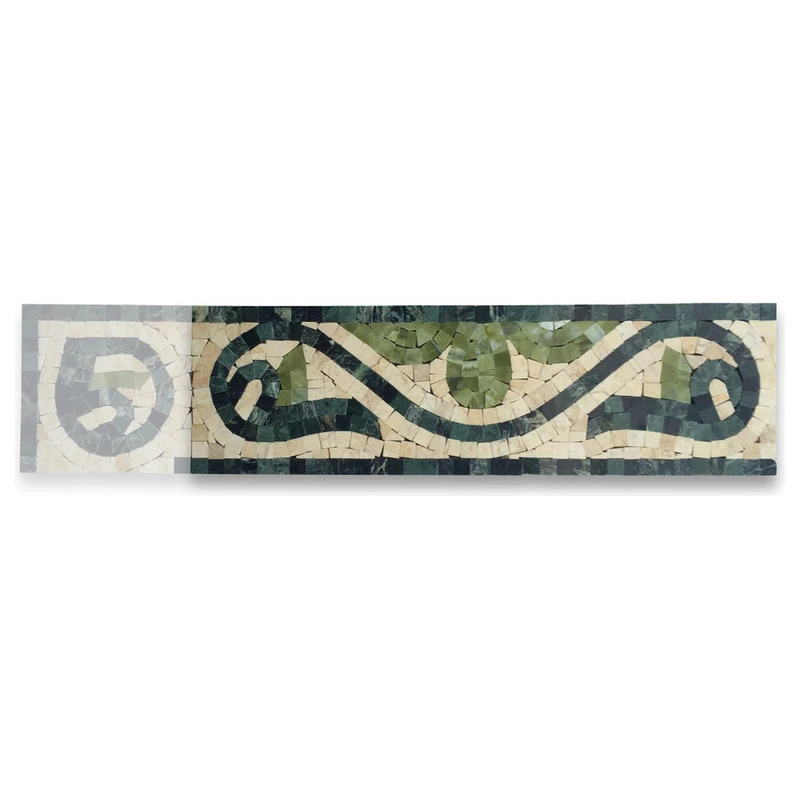 Stone Center Online Marble Mosaic Border Listello Insert Tile Carina Green 4x13.8 Polished, 1 Piece - Image 3