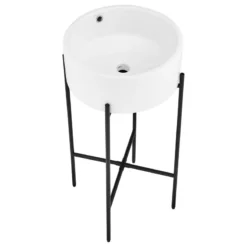 Swiss Madison Monaco 16.5" Round Console Sink, White Basin Matte Black Legs