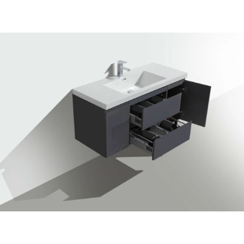 Bathroom Vanity Wholesale INC. MOB 48" Wall-Mounted Single Bathroom Vanity In High-Gloss Gray - Image 4