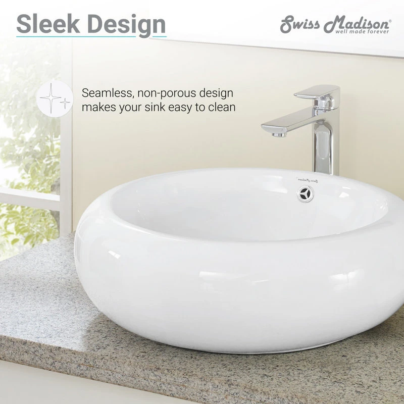 Swiss Madison Plaisir Round Ceramic Bathroom Vessel Sink - Image 8