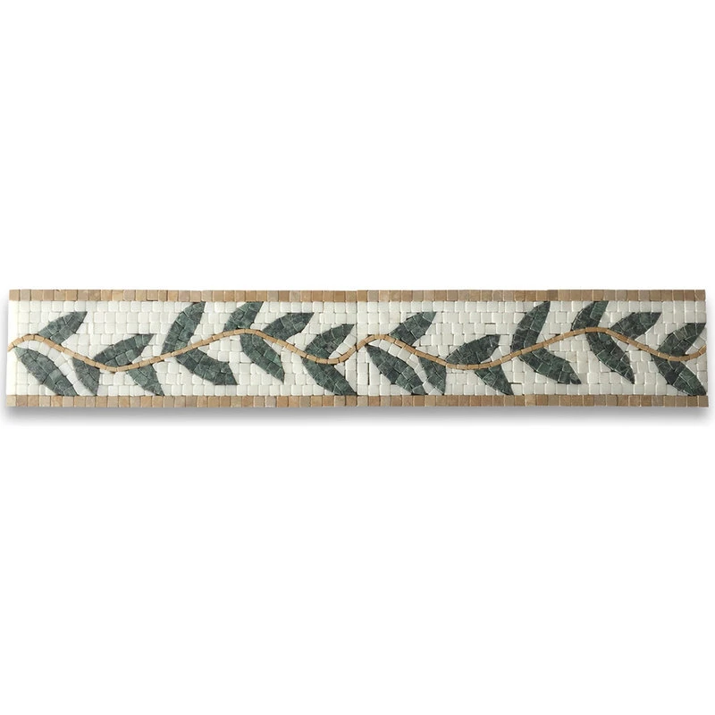 Stone Center Online Marble Mosaic Border Listello Tile Olive Branch Green 4x12 Tumbled, 1 Piece - Image 2