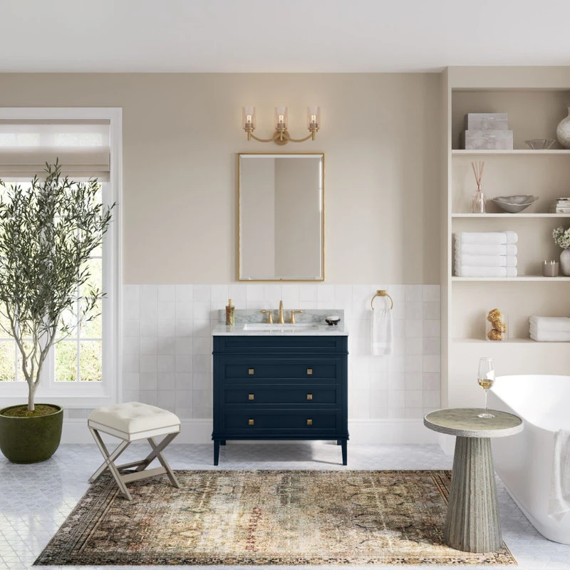 MOD Regis Bath Vanity, Single Sink, 36", Blue, Freestanding