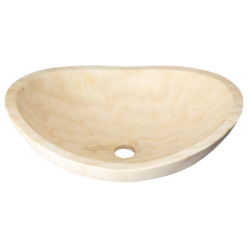 Eden Bath - Vessel Sinks Honed Beige Travertine Natural Stone Canoe Vessel Sink, Beige Travertine - Image 3