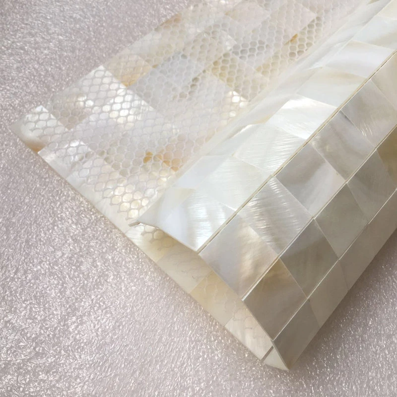 Art3d LLC Mother Of Pearl Mosaic Square Tile, Seamless Splice, White, Set Of 6 - Image 4