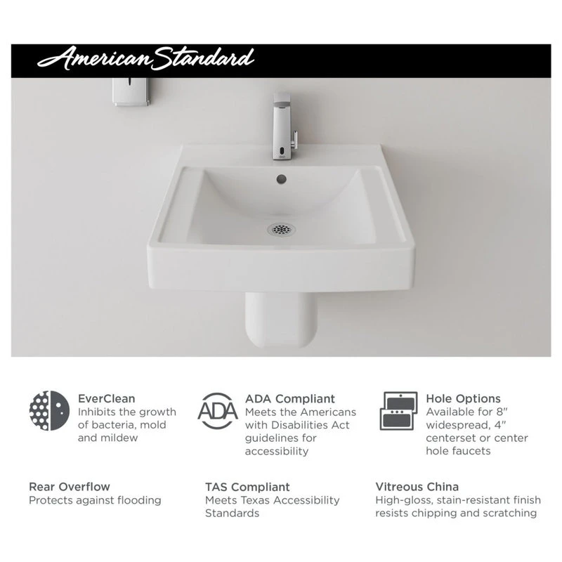 American Standard Brands American Standard 9134.001EC Decorum 21" Wall Mounted Bathroom - White - Image 2