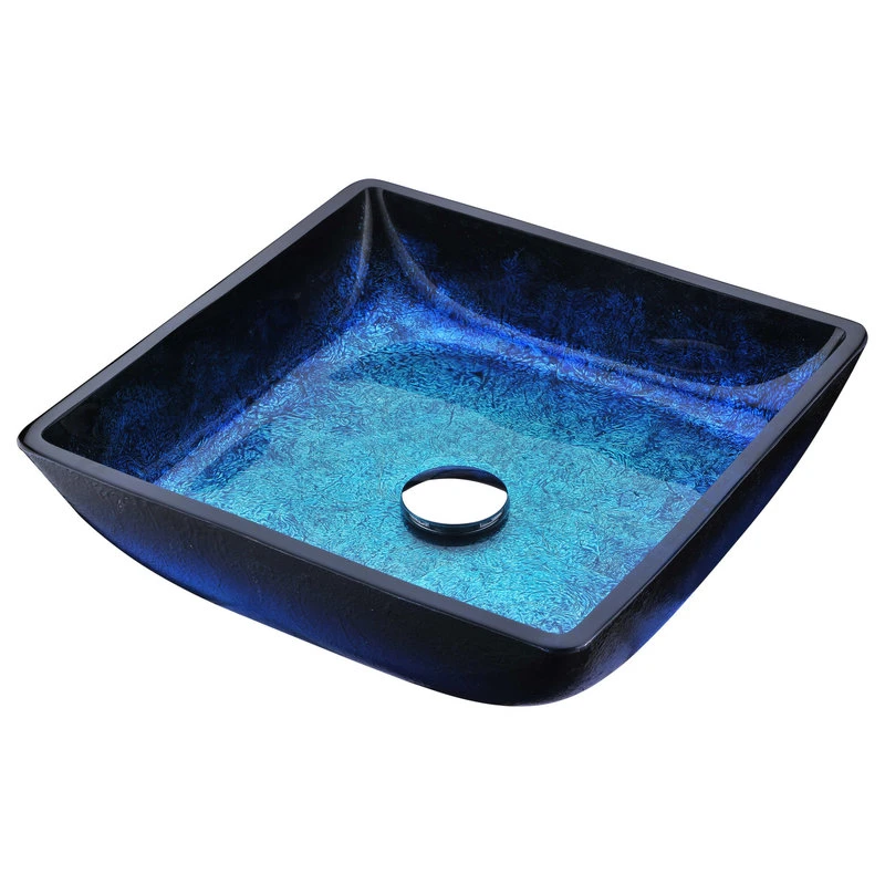 SpaWorld Corp ANZZI Kuku Glass Vessel Sink, Blazing Blue