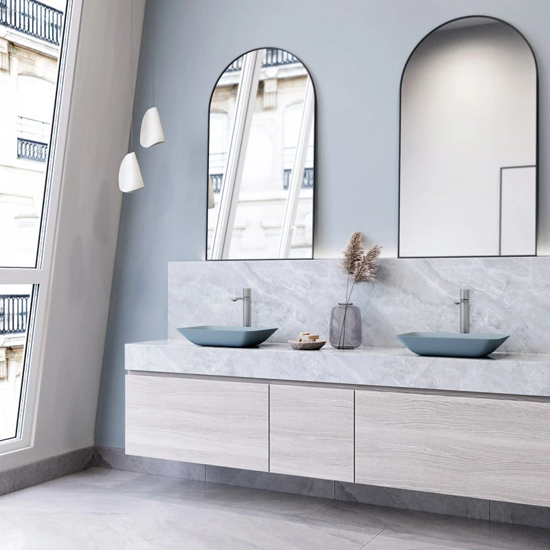 VIGO Blue Sottile MatteShell Vessel Bathroom Sink With Gotham Bathroom Faucet - Image 4