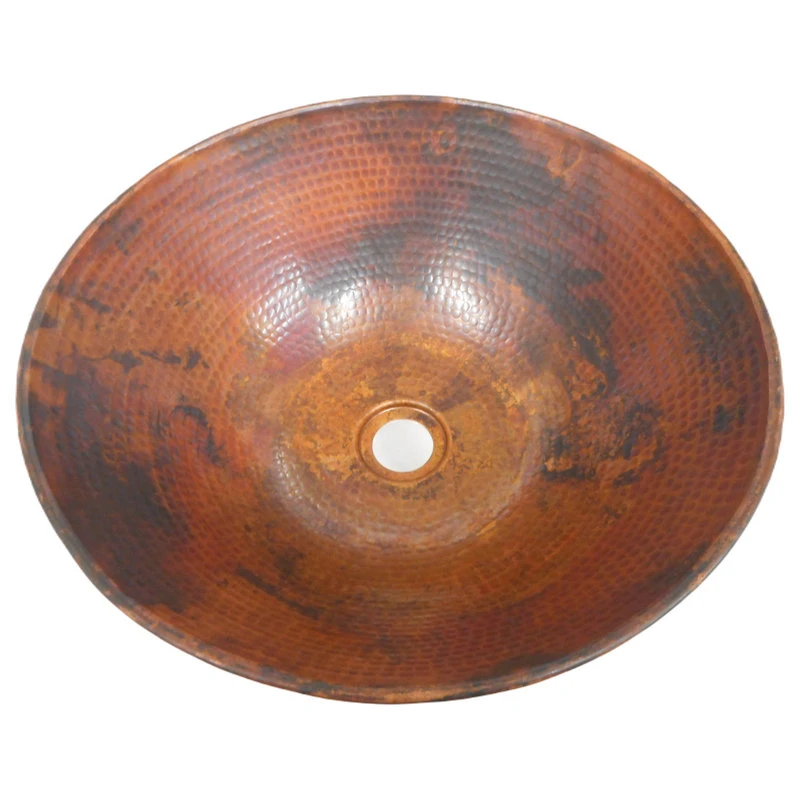 SimplyCopper 14" Copper Vessel Bathroom Sink In Natural Fire - Image 4