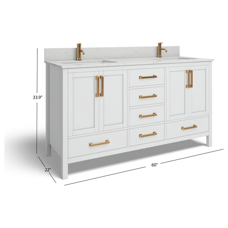 MOD Eleanor Bath Vanity, White, 60", Double Sink, Freestanding - Image 8