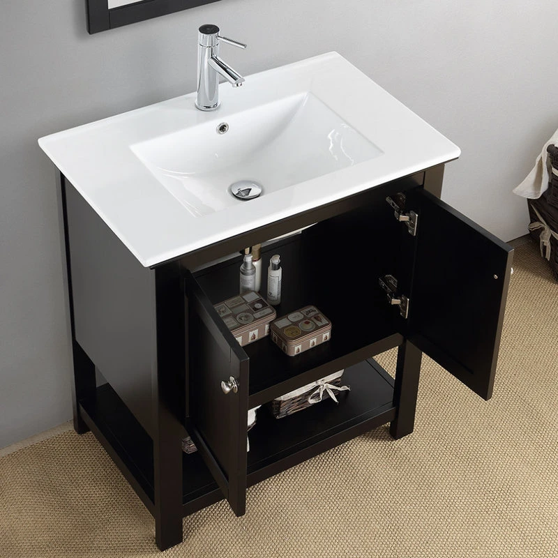Fresca Manchester 30" Single Bathroom Vanity In Black With White Ceramic Top - Image 5