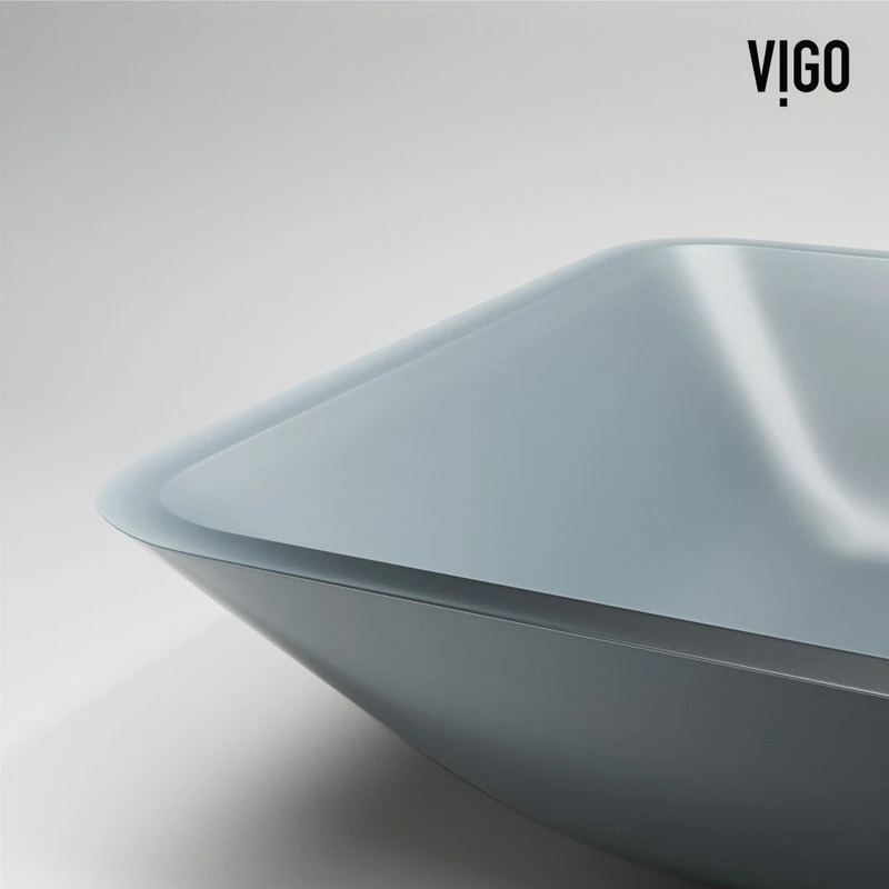 VIGO Blue Sottile MatteShell Vessel Bathroom Sink With Gotham Bathroom Faucet - Image 7