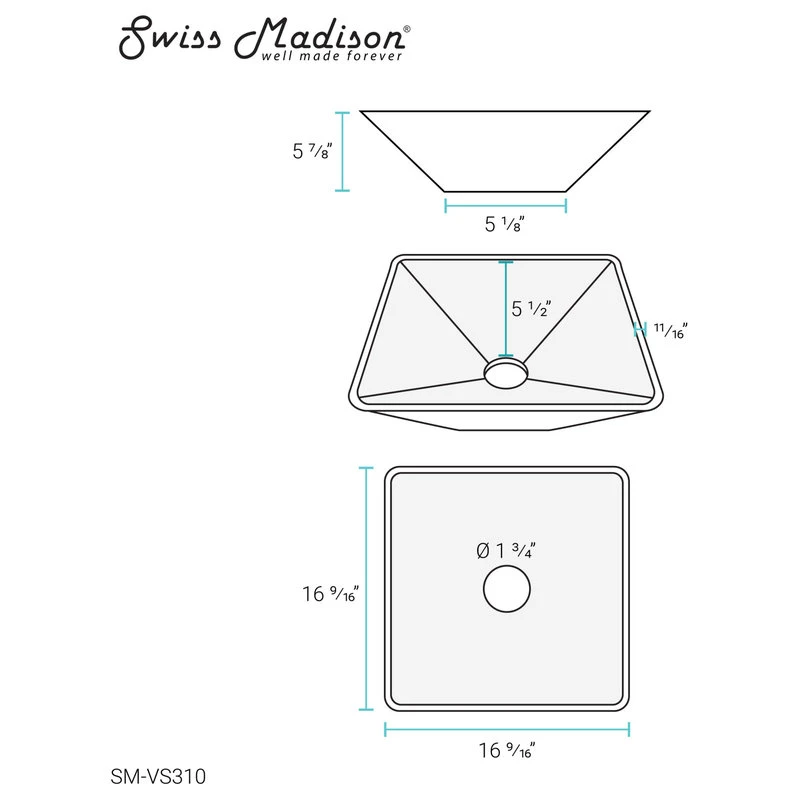 Swiss Madison Claire 15.5" Glass Vessel Sink, Black - Image 10