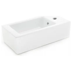 Renovators Supply Manufacturing Small Wall Mount Bathroom Sink Rectangle With Overflow Right Side Hole
