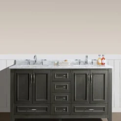 Ari Kitchen & Bath Jude French Bathroom Vanity, Distressed Gray, 60", Double