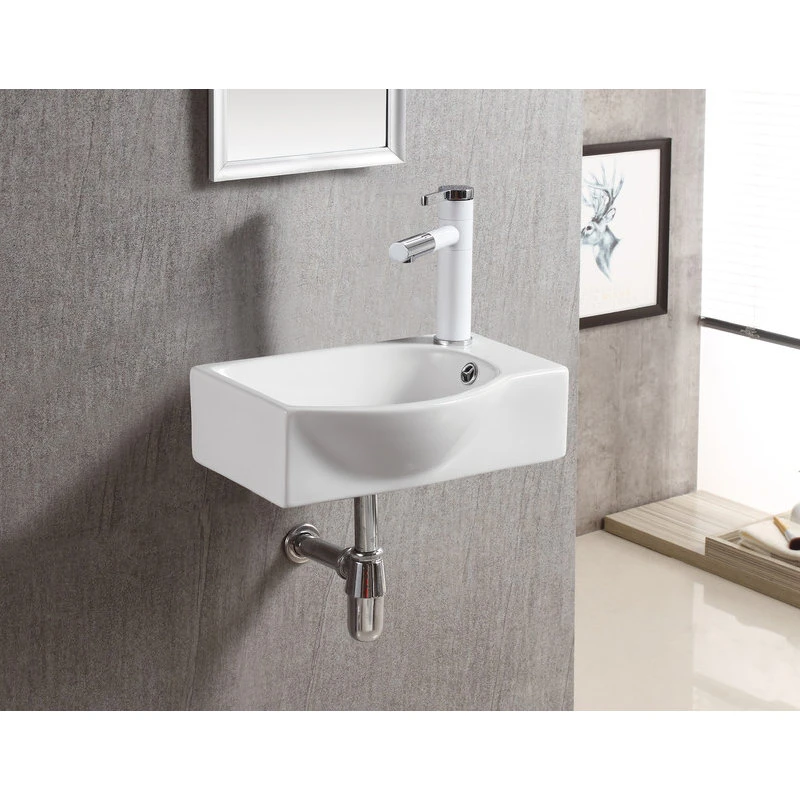 Elite Sinks ELANTI EC1805-L Porcelain Wall-Mounted Sink, Left-Facing, White - Image 3