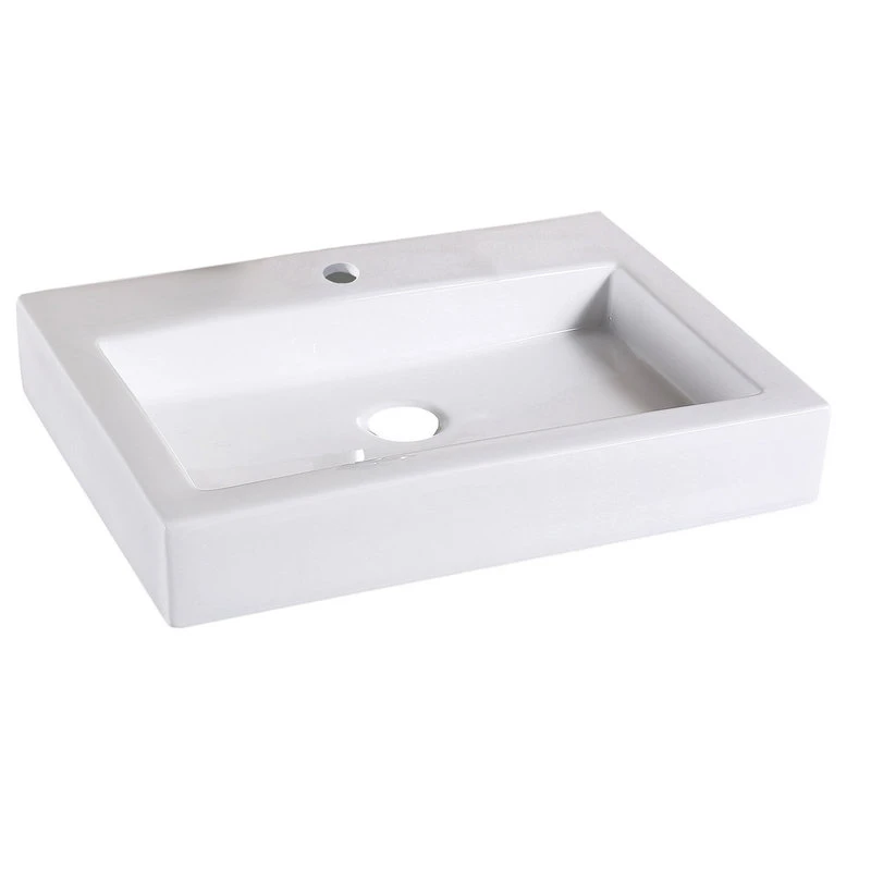 Luxier CS-021 Rectangular Bathroom Ceramic Vessel Sink Art Basin In White