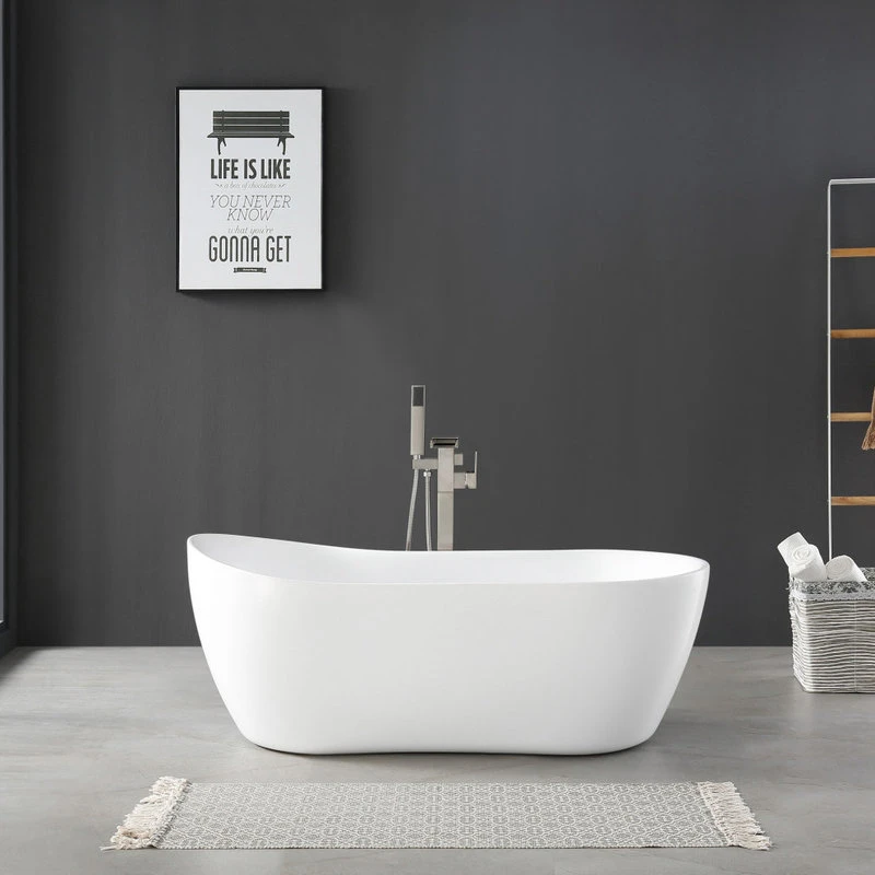 OVE Decors Isaac 58" Seamless White Acrylic Freestanding Slipper Bathtub - Image 5