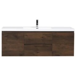 Bathroom Vanity Wholesale INC. MOB 60" Single Acrylic Sink Wall Mounted Vanity, Rosewood
