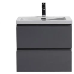 Bathroom Vanity Wholesale INC. MOB 24" Wall-Mounted Single Bathroom Vanity In High Gloss Gray